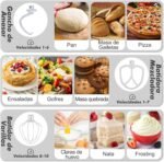 Kitchen in the box Mixer, Small Bread Kneader with 2 3.5L Bowls, 10 Speed, Lightweight Kitchen Robot with Whisk, Dough Hook and Mixer Mixer (Glacier White) - Imagen 6