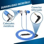 KLIM Fusion Headphones with Microphone for Mobile Phone + 5 Year Warranty + Innovative Memory Foam + 3.5 mm Jack + Compatible with Smartphone, Tablet, Console, PC – New Version – Blue - Imagen 4