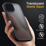 JETech Matte Case for iPhone 13 6.1 Inch, Military Grade Drop Protection Anti-Shock, Frosted Translucent Back Cover, Anti-Fingerprint (Black) - Image 5