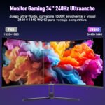 Amzfast Curved Gaming Monitor 34'', 240Hz, UWQHD 3440x1440, 21:9, 1ms MPRT, Adaptive Sync, sRGB 130% / DCI-P3 98%, HDMI 2.1, DisplayPort, Eye-Care, VESA 75x75, Pip/PBP - AMZG34C5QPro - Image 8