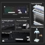EPOMAKER TH99 Tri-Mode Mechanical Gaming Keyboard, Customizable and Hot-Swappable with Numeric Keypad, Gasket and RGB, Creamy Sound, for PC/Mac/Office/Gaming (Black, Creamy Jade) - Imagen 3