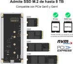 QWIIZLAB 80Gbps fanless NVMe enclosure with aluminum housing, Thunderbolt 5/4/3 compatible, backward compatible USB 4/UBS3.2/3.1/3.0, supports PCIe M.2 SSD up to 8TB - Imagen 5