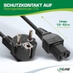 Inline 22098 - Cable de alimentación, Enchufe Schuko CEE-7/7, 90 ° a Toma IEC-320-C15, 1,8 m, Color - Image 3