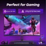 Amzfast 32-inch Curved Gaming Monitor - QHD 2560x1440, 180Hz, 1ms MPRT, Adaptive Sync, 1500R, sRGB 125%/DCI-P3 93%, HDMI 2.0×2/DP 1.4×2, VESA 100x100, Metal Support - AMZG32C1Q - Image 8