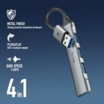 NGS IHUB4 Micro 4-Port USB Hub (1x 3.2 Gen1, 3X 2.0), High Speed 5Gbps, Compatible with PC and Mac, Plug & Play, Compact Design, 100mm Cable - Imagen 7