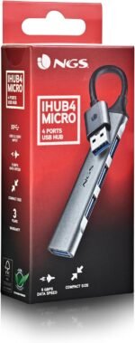 NGS IHUB4 Micro 4-Port USB Hub (1x 3.2 Gen1, 3X 2.0), High Speed 5Gbps, Compatible with PC and Mac, Plug & Play, Compact Design, 100mm Cable - Imagen 9