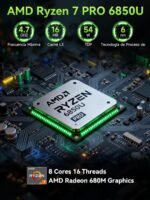 GMKtec Mini PC, AMD Ryzen 7 Pro 6850U (8C/16T, up to 4.7GHz), M7 Ultra 32GB DDR5 RAM 512GB M.2 SSD, Mini Gaming PC with AMD Radeon 680M, OCuLink Port, Dual LAN 2.5G, USB4, HDMI 2.1, USB-C - Imagen 8