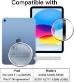 JETech Screen Protector for iPad (A16) 11th/10th Generation (2025/2022), 9H Tempered Glass Film, HD Clear, 2-Pack - Imagen 3