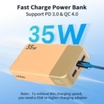 Nobis Portable Charger, Mobile Power Supply 20000mah, Quick Recharge for Mobile Power Supply 35w, Battery with Digital Display for Phone, Android, etc (Orange) - Imagen 3