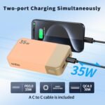 Nobis Portable Charger, Mobile Power Supply 20000mah, Quick Recharge for Mobile Power Supply 35w, Battery with Digital Display for Phone, Android, etc (Orange) - Imagen 4