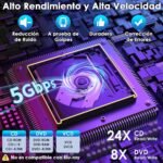 External CD DVD Reader, USB 3.0 and Type-C CD DVD Burner External Drive, RGB Floppy Drive CD DVD +/-RW Drive for PC Laptop Desktop MacBook Mac OS Win11/10/8/7/XP Linux Vista - Image 4