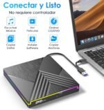 External CD DVD Reader, USB 3.0 and Type-C CD DVD Burner External Drive, RGB Floppy Drive CD DVD +/-RW Drive for PC Laptop Desktop MacBook Mac OS Win11/10/8/7/XP Linux Vista - Image 6