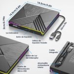 External CD DVD Reader, USB 3.0 and Type-C CD DVD Burner External Drive, RGB Floppy Drive CD DVD +/-RW Drive for PC Laptop Desktop MacBook Mac OS Win11/10/8/7/XP Linux Vista - Image 8