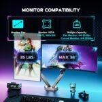 ARES WING RGB Dual Monitor Arm for 17-38 inch Ultra Wide Monitors, Supports 36.2 lbs, Heavy Duty Dual Monitor Stand for Desktop, Adjustable Dual Monitor Stand with - Image 4