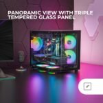 Mars Gaming MC-3TLITE, MicroATX Gaming Case, Triple Continuous Tempered Glass, 120mm Rear FRGB Fan, Dual Camera Structure, Compact PC Mini Tower with Large Internal Capacity, Black - Imagen 3