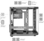 Mars Gaming MC-3TLITE, MicroATX Gaming Case, Triple Continuous Tempered Glass, 120mm Rear FRGB Fan, Dual Camera Structure, Compact PC Mini Tower with Large Internal Capacity, Black - Imagen 5