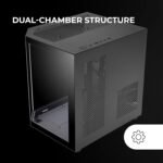 Mars Gaming MC-3TLITE, MicroATX Gaming Case, Triple Continuous Tempered Glass, 120mm Rear FRGB Fan, Dual Camera Structure, Compact PC Mini Tower with Large Internal Capacity, Black - Imagen 7