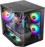 Mars Gaming MC-3TLITE, MicroATX Gaming Case, Triple Continuous Tempered Glass, 120mm Rear FRGB Fan, Dual Camera Structure, Compact PC Mini Tower with Large Internal Capacity, Black - Imagen 9