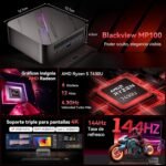 Blackview MP100 Ryzen 7430U MINI PC, 3 x 4K at 144Hz, AMD Radeon, 16GB RAM, 512GB PCIE 3.0 SSD, Win 11 Pro, WiFi 6/BT 5.2, Mini Desktop Computer for Office, Home and Gaming, 3 Years Warranty - Imagen 3