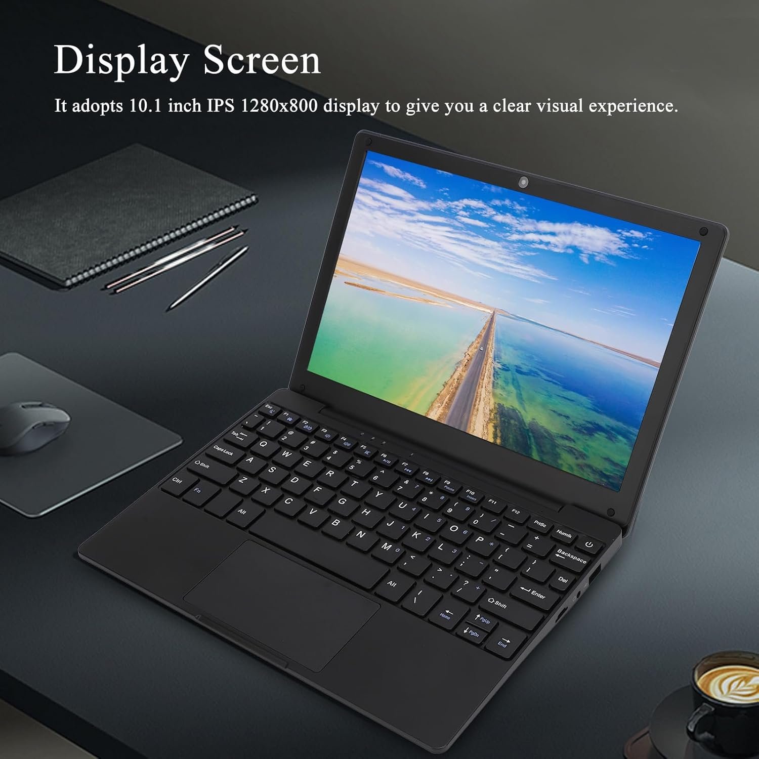 Fockety Laptop, 10.1 Inch IPS 512GB Display 1280x800 Quad Core Processor Wireless Charging Type-C Mini Computer Laptop Ultra, Default - Imagen 3