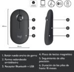 Logitech Pebble Wireless Mouse, Bluetooth or 2.4GHz with Unifying Receiver, Silent Click Mouse for Laptop/Notebook/PC/Mac/iPad OS/Chromebook - Black - Image 6