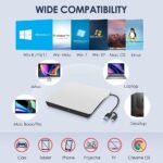 External CD DVD +/-RW Drive, USB 3.0 and USB-C Portable CD Burner and DVD ROM Reader Writer Rewriter Disk Drive, - Image 4