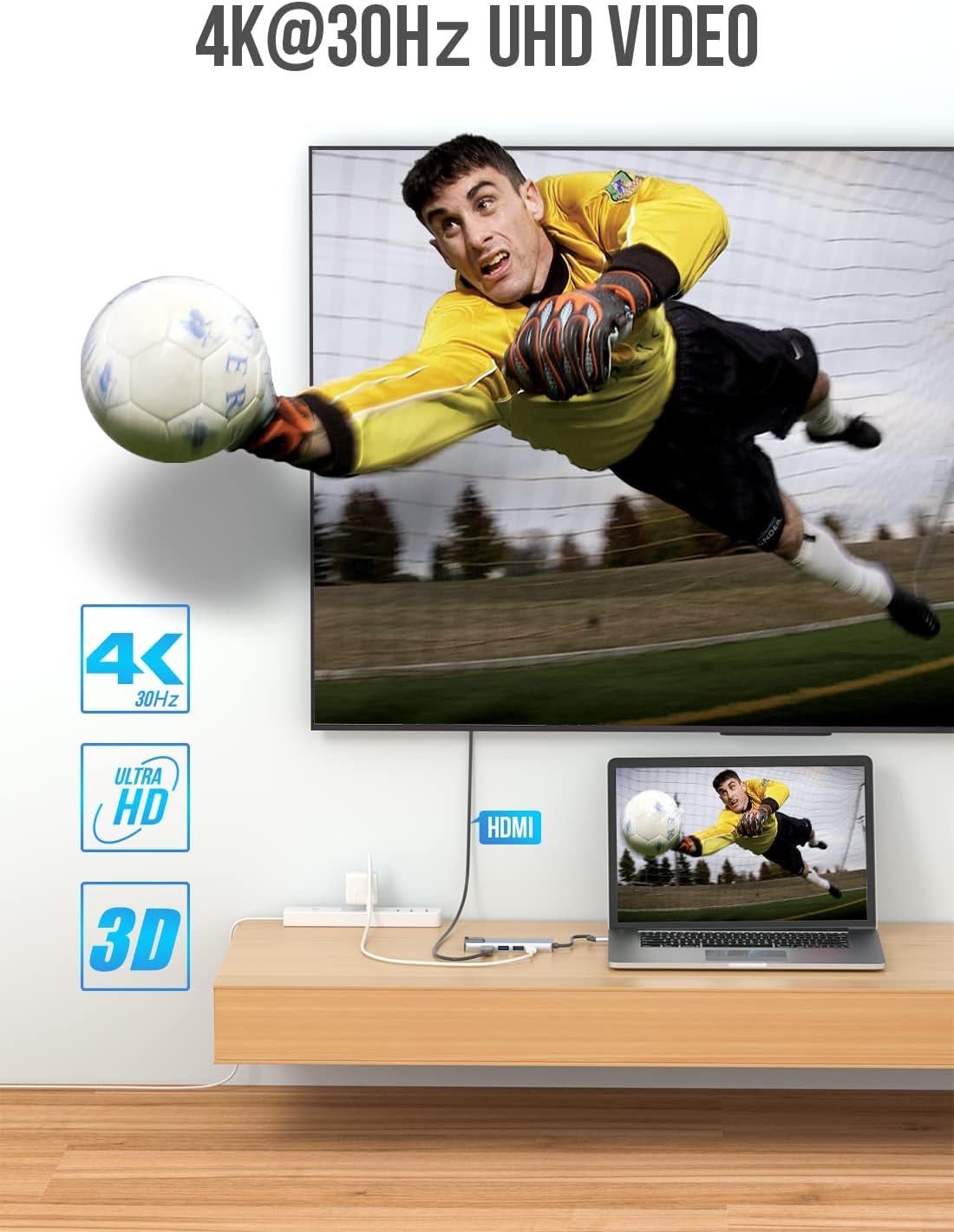 Lemorele USB C Hub with Ethernet, 5 in 1 USB C Adapter, Multiport Adapter with 4K HDMI, Ethernet LAN RJ45, 2 USB 3.0, PD 100W, USB C Dock for MacBook Pro/Air, ChromeBook, Switch, etc - Image 3