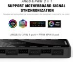 CPS PWM Fan Hub, PCCOOLER Addressable 5V 3Pin ARGB & 12V 4Pin PWM 2 in 1 RGB Case Fan Hub with Hidden Magnetic Base and SATA Power 16 Ports, Compatible with 8 Computer CPU Fans - Imagen 3