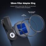 NEEWER 1.55 x Blue Anamorphic Lens Compatible with iPhone, Android and Samsung Accessories Phone Cameras with Clip Thread 17 mm and Filter Adapter Ring 58 mm, Film Effect Widescreen, LS-43 Ultra - Imagen 6