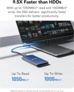 Lexar ES3 SSD Externo 1TB, SSD Portátil USB3.2 Gen2, PSSD hasta 1.050MB/s Lectura, 1.000MB/s Escritura, Unidad de Estado sólido Externa Compatible con iPhone15 Series/Mac/PS5/XBOX(blue) - Image 4