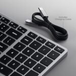 SATECHI Slim X2 Wireless Keyboard, QWERTY US with Numeric Keypad, Backlit and Rechargeable USB C Bluetooth Keyboard for MacBook Air & Pro, Laptop, PC, iPad and More - Grey - Image 6