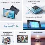 TCL Tab 11 Gen 2 WiFi - 10.95" FHD+ Tablet, Octa-Core, 6GB RAM (+6GB RAM Extension), 256GB Memory Expandable by MicroSD to 1TB, 8000mAh Battery, Android 14, Grey - Image 3