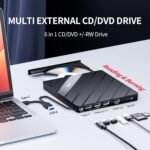 UNITEK External DVD/CD Drive with SD Card Reader, USB 3.0 Hub, USB-C Power Port, CD/DVD+/-RW Burner for Laptop/Desktop/PC, Windows/Linux/Mac - Image 3