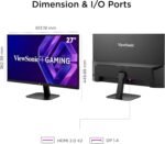ViewSonic VX2757-2K-PRO 27-Inch Gaming Monitor, WQHD 2560p x 1440p, 200Hz, 1ms MPRT, IPS Panel, G-Sync Compatible, 111% sRGB, HDR10, Frameless Design, HDMI 2.0 x 2, Display Port - Imagen 8