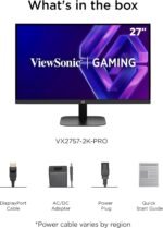 ViewSonic VX2757-2K-PRO 27-Inch Gaming Monitor, WQHD 2560p x 1440p, 200Hz, 1ms MPRT, IPS Panel, G-Sync Compatible, 111% sRGB, HDR10, Frameless Design, HDMI 2.0 x 2, Display Port - Imagen 9