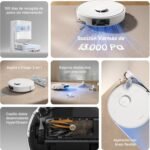 DREAME D20 Pro Plus 2-in-1 Robot Vacuum Cleaner and Scrubbing, 13,000 Pa, Double Brush for Pet Hair, Corner Cleaning, Emptying, LDS Navigation, Laser Dodging, Hard Floors/Carpets, 5200mAh - Imagen 12