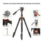 K&F CONCEPT Tripod Camera 200 cm Compact Video Tripod with Fluid Head, for Travel, Load Capacity 5 kg, Detachable Aluminium Monopod - Imagen 5