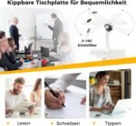 FANTASK Laptop Computer with Wheels, Portable Standing Desk, Adjustable Height with Tilting Board and Cabinet for Home Office, Black and White - Image 5