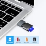 TF Card Reader, Micro SD Card Reader, Type C TF Memory Card Reader Adapter with USB C to USB Adapter Compatible with Laptops, MacBook, Samsung Galaxy (Grey) - Imagen 3