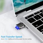 TF Card Reader, Micro SD Card Reader, Type C TF Memory Card Reader Adapter with USB C to USB Adapter Compatible with Laptops, MacBook, Samsung Galaxy (Grey) - Imagen 4