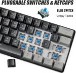 abucow Teclado mecánico 60 % para juegos con interruptor azul, teclado compacto con cable, antifantasma, sin conflicto, 61 teclas intercambiables, diseño ergonómico para Windows/Mac - Imagen 3