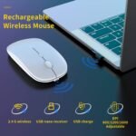 USB Silent Wireless Mouse for Laptop, Rechargeable, 10M Remote Range, 1600 Dpi, 3 Levels Adjustment, Silent Mini Mouse, Home and Office for Windows - Imagen 3