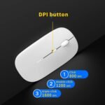 USB Silent Wireless Mouse for Laptop, Rechargeable, 10M Remote Range, 1600 Dpi, 3 Levels Adjustment, Silent Mini Mouse, Home and Office for Windows - Imagen 4