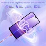 OUKITEL C2 Free Mobile Phones 2025, 6.52" HD Mobile Screen, 16GB+64GB/TF 1TB, Battery 5000mAh Android 14 Smartphone, Camera 13MP+5MP, 4G Dual SIM/Face ID/GPS/3.5mm Jack/Speaker 95 dB, Purple - Imagen 3