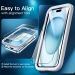 JETech 3 in 1 Case for iPhone 15 6.1 Inch with 2 Screen Protectors Tempered Glass, Anti-Yellow Anti-Shock Case (Transparent) - Image 7