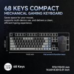 Dierya DK68 Wireless Gaming Mechanical Keyboard, 60% Compact Layout 68 Keys with Triple Mode-Bluetooth/2.4G/Type-C,Red Switch Gamer Mechanical RGB Keyboard for PC/Win/Mac,QWERTY,Griza Nigra-B - Imagen 5