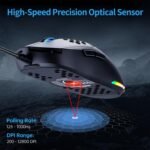 Dierya × TMKB M1SE Gaming Mouse, 12800 dpi Gaming Mouse, 6 Programmable Buttons Mouse, RGB Customizable Wired Gaming Mouse, Wired PC Computer Ergonomic Mouse - Black - Imagen 3