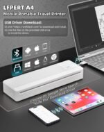 P83 Portable Thermal Printer A4, Inkless Bluetooth Printer with 1 Rolls of Thermal Paper, Compatible with iOS/Android/Windows/Mac, Ideal for Travel, Office and Study, White Grey - Imagen 3