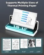 P83 Portable Thermal Printer A4, Inkless Bluetooth Printer with 1 Rolls of Thermal Paper, Compatible with iOS/Android/Windows/Mac, Ideal for Travel, Office and Study, White Grey - Imagen 4