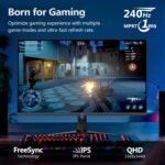 Z-Edge Gaming Monitor 27 Inch 240HZ, Computer Screen 2K QHD IPS Monitor 1ms 2560x1440 LED, 400cd/m², HDR10, FreeSync, DisplayPort(240Hz), HDMI(144Hz), VESA Compatible - Image 3